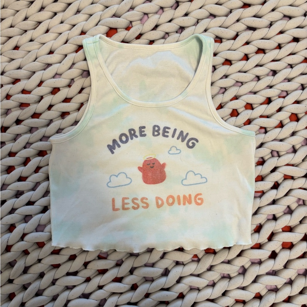 “more being less doing” tank top